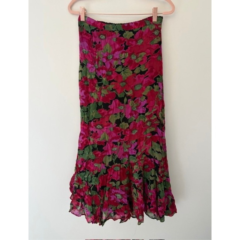 VTG 90s Sarah Arizona Reversible Rayon Maxi Skirt Small Whimsigoth Fairy Boho